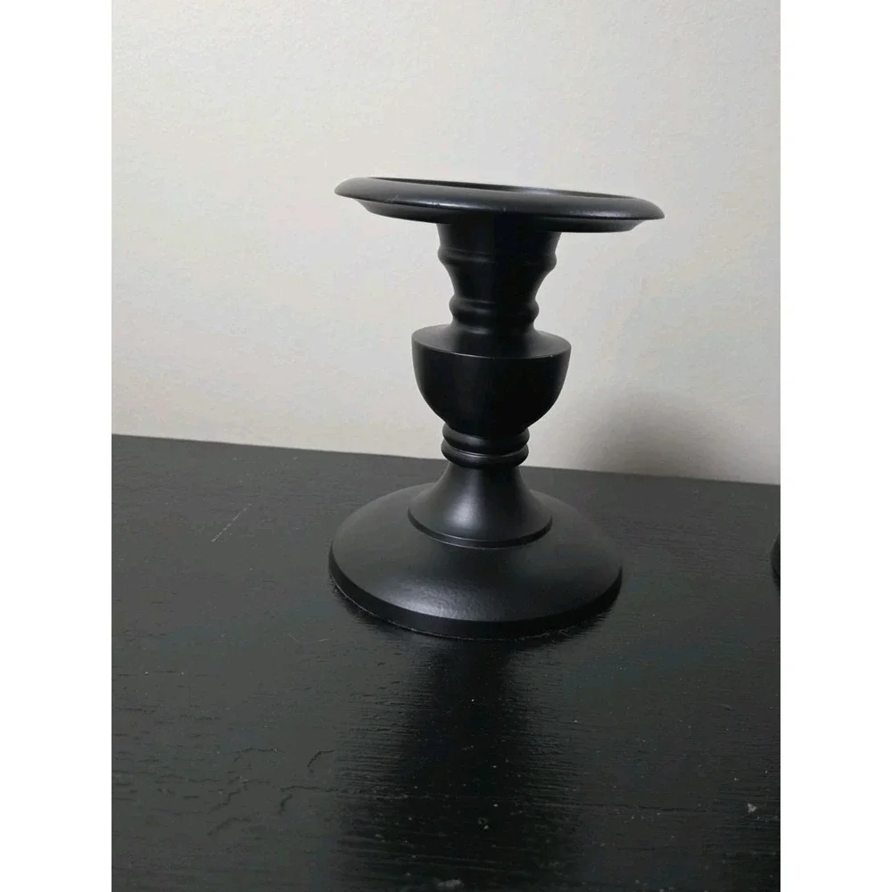 Pair Of Threshold Black Ornate Pedestal Pillar‎ Candle Holder 7